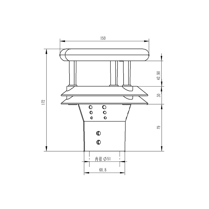 氣象站風向監(jiān)測設(shè)備產(chǎn)品尺寸圖